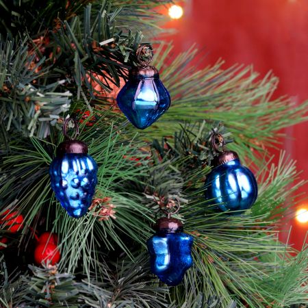 25 Pieces Blue Tiny Christmas Ornaments